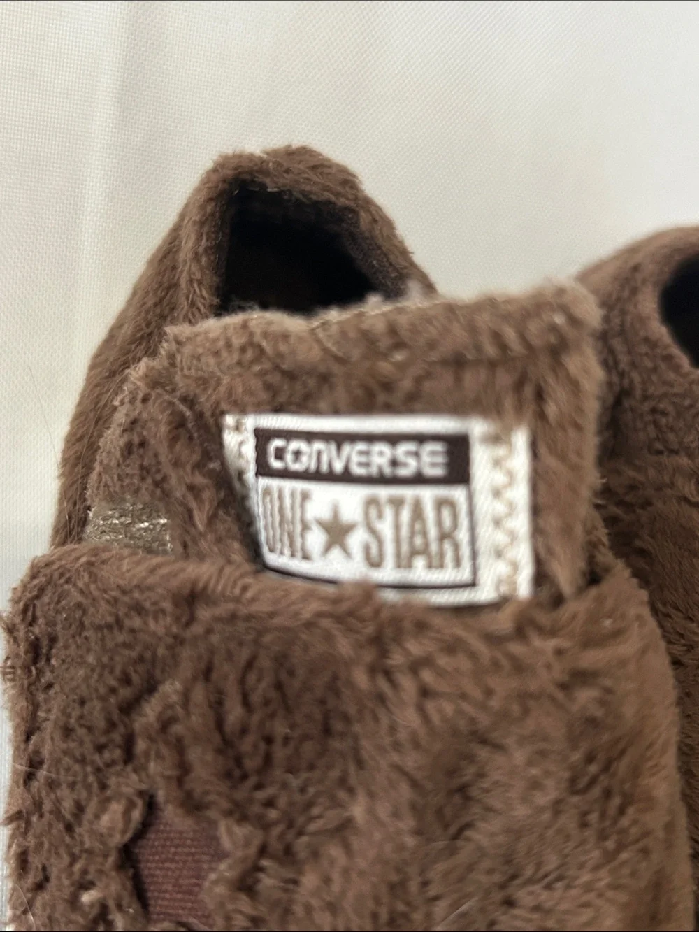 Converse All Star Toddler Brown Plush Puppy Slip-On Velcro Sneakers Size 7